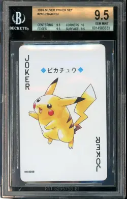 BGS 9.5 - Pikachu #025B Joker - Pokemon Silver Poker Playing Card 1999 Vintage - Image 1
