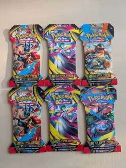 6x Pokemon Trading Card Game TCG Mega Evolution Sleeved Booster Pack Random NEW - Image 1