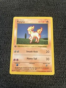 1st Edition Ponyta Base Set (Shadowless) Pokemon Card TCG 060/102 - Image 1
