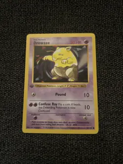 Drowzee 49/102 1st Edition "Shadowless" Common Non-Holo Base Set Pokemon NM/LP - Image 1
