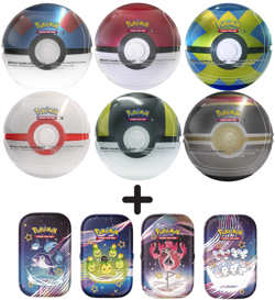 NEW Pokemon TCG Paldean Fates: Mini-Tins+PokeBall 6-Pack (6 POKEBALLS + 12 TINS) - Image 1