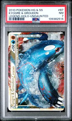 2010 POKEMON UNDAUNTED KYOGRE & GROUDON #87 LEGEND TOP PSA 7 NM #109382514 - Image 1