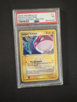 Pokemon TCG Holon's Voltorb EX Delta Species 71/113 Holo Stamped PSA 7 - Image 1