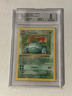 1999 Pokemon Venusaur 1st Edition Base Set Holo Shadowless BGS 8 Beckett Graded - Image 2