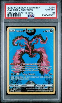 2023 POKEMON SWSH BLACK STAR PROMO CROWN ZENITH TINS GALARIAN MOLTRES PSA 10 - Image 1