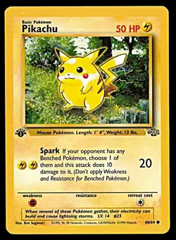 Pokemon TCG Pikachu 60/64 Jungle Unlimited 1st Edition Common LP WOTC - Image 1