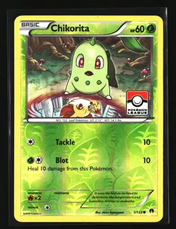 Pokemon CHIKORITA 1/122 Reverse Holo League Promo (XY BREAKpoint) LP/Light Play - Image 1