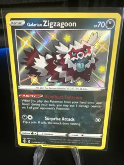 Galarian Zigzagoon SV078/SV122 Shining Fates Shiny Holo Rare Pokemon TCG NM 2021 - Image 1