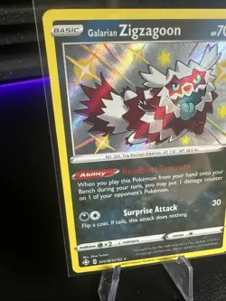 Galarian Zigzagoon SV078/SV122 Shining Fates Shiny Holo Rare Pokemon TCG NM 2021 - Image 2