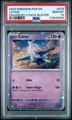 2023 POKEMON PAR EN-PARADOX RIFT ENHANCED 2 PACK BLISTER #073 LATIOS PSA 10 - Image 1