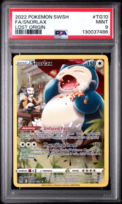 2022 POKEMON SWORD & SHIELD LOST ORIGIN #TG10 FULL ART/SNORLAX PSA 9 - Image 1