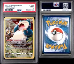 2022 POKEMON SWORD & SHIELD LOST ORIGIN #TG10 FULL ART/SNORLAX PSA 9 - Image 3