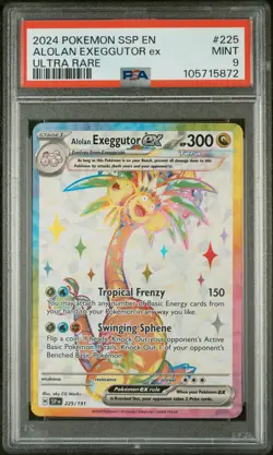 2024 POKEMON SSP EN-SURGING SPARKS ULTRA RARE #225 ALOLAN EXEGGUTOR EX PSA 9 - Image 1