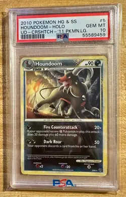 Pokemon Houndoom Undaunted League Crosshatch Reverse Holo Rare Promo #5 PSA 10 - Image 1