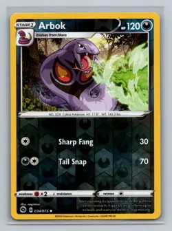 Pokemon Champion's Path #34/73 Arbok Reverse Holo Uncommon - Image 1