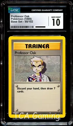 CGC 10 GEM MINT Professor Oak 88/102 Base Set Pokemon Card - Image 1