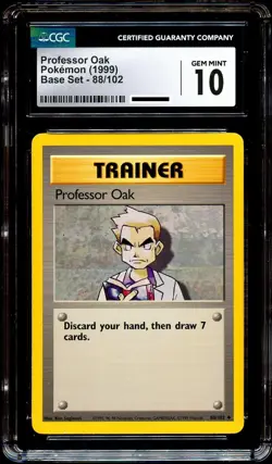 CGC 10 GEM MINT Professor Oak 88/102 Base Set Pokemon Card - Image 2