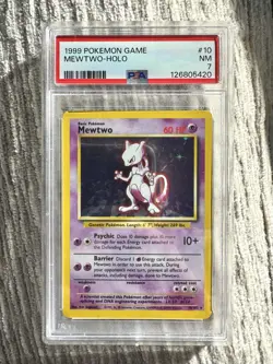 Mewtwo 10/102 Base Set Unlimited Holo 1999 Pokemon Card Graded PSA 7 NEW CERT - Image 1