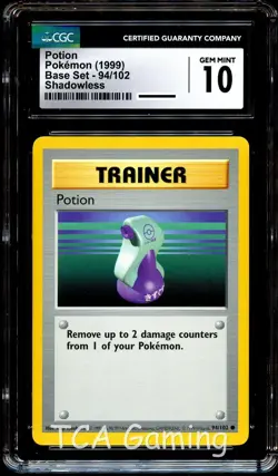 CGC 10 GEM MINT Potion 94/102 Base Set SHADOWLESS Pokemon Card - Image 1