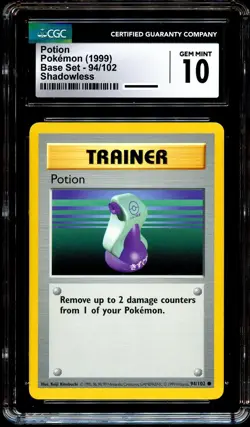 CGC 10 GEM MINT Potion 94/102 Base Set SHADOWLESS Pokemon Card - Image 2