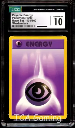 CGC 10 GEM MINT Psychic Energy 101/102 Base Set SHADOWLESS Pokemon Card - Image 1