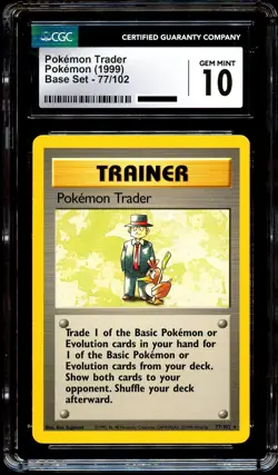 CGC 10 GEM MINT Pokemon Trader 77/102 RARE Base Set Pokemon Card - Image 2