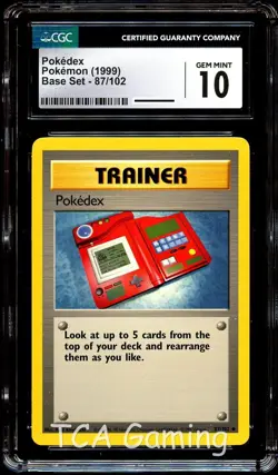 CGC 10 GEM MINT Pokedex 87/102 Base Set Pokemon Card - Image 1