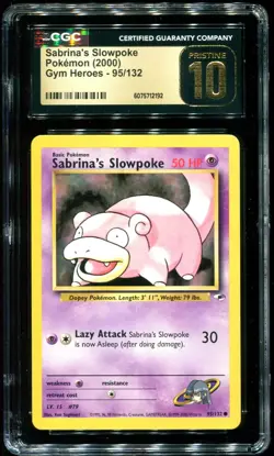 CGC Pristine 10 Sabrina's Slowpoke Gym Heroes 2000 Pokemon Card #95 - Image 1