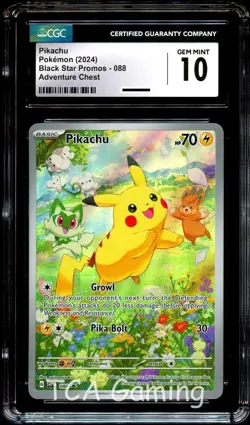 CGC 10 GEM MINT Pikachu SVP088 Adventure Chest SVP 088 HOLO PROMO Pokemon Card - Image 1