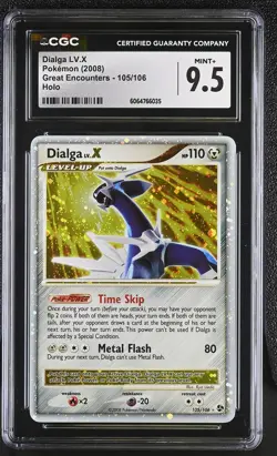 CGC 9.5 MINT+ Dialga LV.X 2008 Great Encounters 105/106 Holo Pokemon Card - Image 1