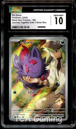 CGC 10 GEM MINT N's Zorua SVP 189 Elite Trainer HOLO PROMO SVP189 Pokemon Card - Image 1