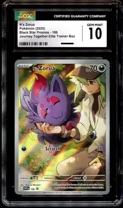 CGC 10 GEM MINT N's Zorua SVP 189 Elite Trainer HOLO PROMO SVP189 Pokemon Card - Image 2