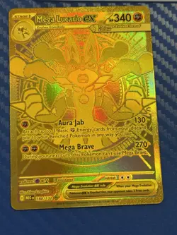 Mega Lucario EX 188/132 Hyper Rare Gold Mega Evolutions Pokemon Card NEAR MINT - Image 3