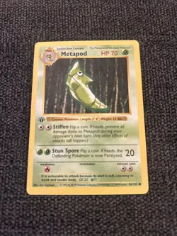 Pokemon Metapod 54/102 1st Edition Shadowless Base Set Card - Image 1