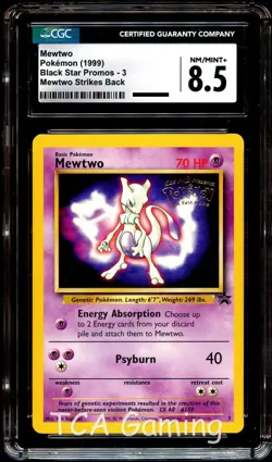 CGC 8.5 NM-MINT+ Mewtwo # 3 WB Movie WOTC Black Star PROMO Pokemon Card - Image 1