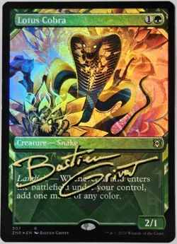 Foil LOTUS COBRA Borderless Bastien Grivet ARTIST SIGNED Auto MTG ZNR Zendikar - Image 1