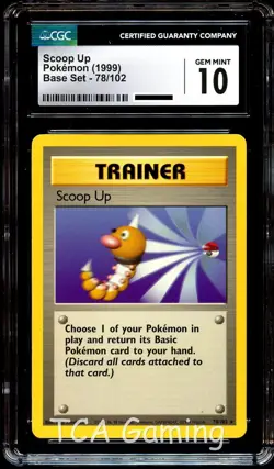 CGC 10 GEM MINT Scoop Up 78/102 RARE Base Set Pokemon Card - Image 1