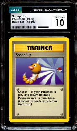 CGC 10 GEM MINT Scoop Up 78/102 RARE Base Set Pokemon Card - Image 2