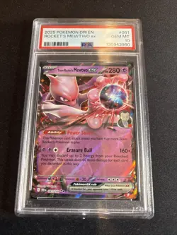 Pokemon 2025 SV Destined Rivals Team Rocket’s Mewtwo Ex #81 PSA 10 - Image 1