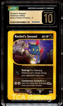 CGC 10 PRISTINE Rocket's Sneasel # 5 Best of Game PROMO Pokemon Card - Image 1