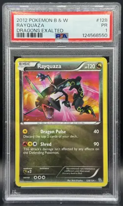 Pokemon TCG PSA 1 Poor Rayquaza Dragons Exalted Holo Secret 128/124 *LOW POP* - Image 1
