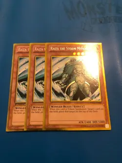 YUGIOH 3x Gold Rare Raiza The Storm Monarch PGLD-EN062 - Image 1