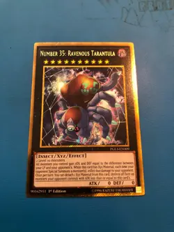 YUGIOH Gold Rare Number 35: Ravenous Tarantula PGL3-EN009 1st Edition - Image 1