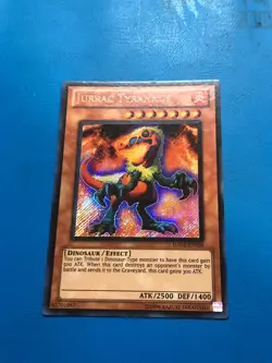 YUGIOH Secret Rare Jurrac Tyrannus HA02-EN038 - Image 1