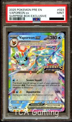 PSA 9 MINT Vaporeon Ex 023/131 SURPRISE BOX EXCLUSIVE PROMO Pokemon Card - Image 1