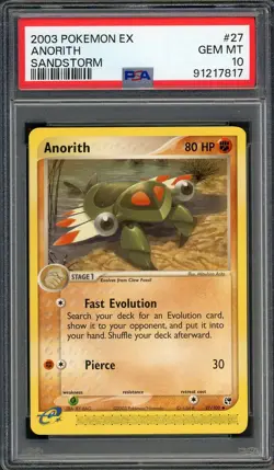 PSA 10 Anorith EX Sandstorm 27/100 Pokemon Card B2 - Image 1