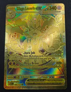 Mega Lucario EX 188/132 Mega Evolution Hyper Rare Gold Card Pokemon TCG NM-Mint - Image 1