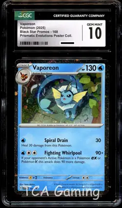 CGC 10 GEM MINT Vaporeon SVP168 COSMOS HOLO PROMO SVP 168 Pokemon Card - Image 1