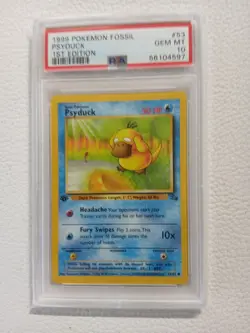 Pokemon Card 1st Edition Fossil #53 Psyduck PSA 10 GEM MINT 1999 Vintage - Image 1
