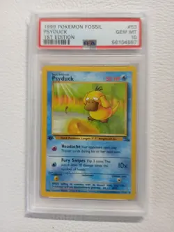 Pokemon Card 1st Edition Fossil #53 Psyduck PSA 10 GEM MINT 1999 Vintage - Image 2